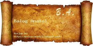 Balog Anatol névjegykártya